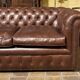 brown leather 3-seater Chesterfield sofa