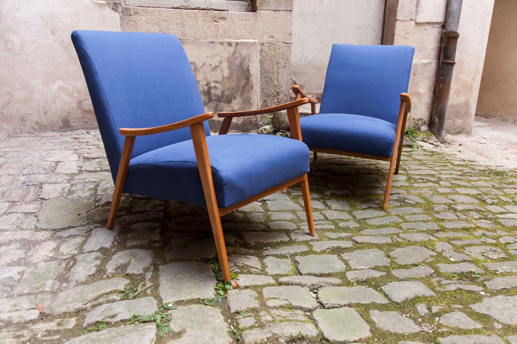 Pair of Scandinavian armchairs from the 60s new fabrics and foam