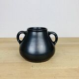 Black ceramic pot-bellied vase from the 50s