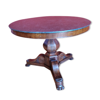 Pedestal table with tripod base and black marble