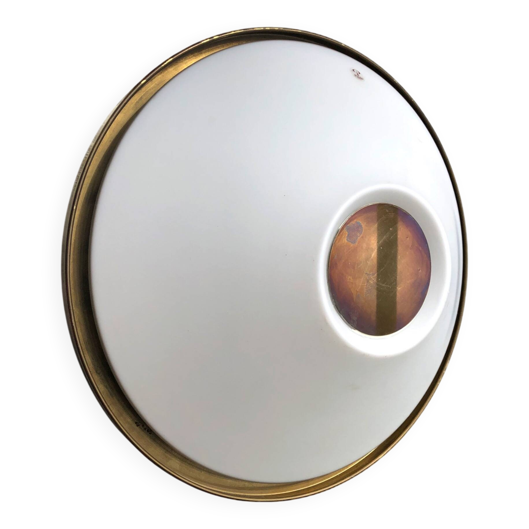 Vintage peill & putzler germany round milkglas ceiling lamp goldton