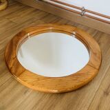 Vintage pine mirror by Glasmäster Markaryd Sweden 1970s