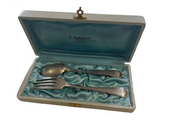 Box of two silver-plated metal cutlery p.darthuy