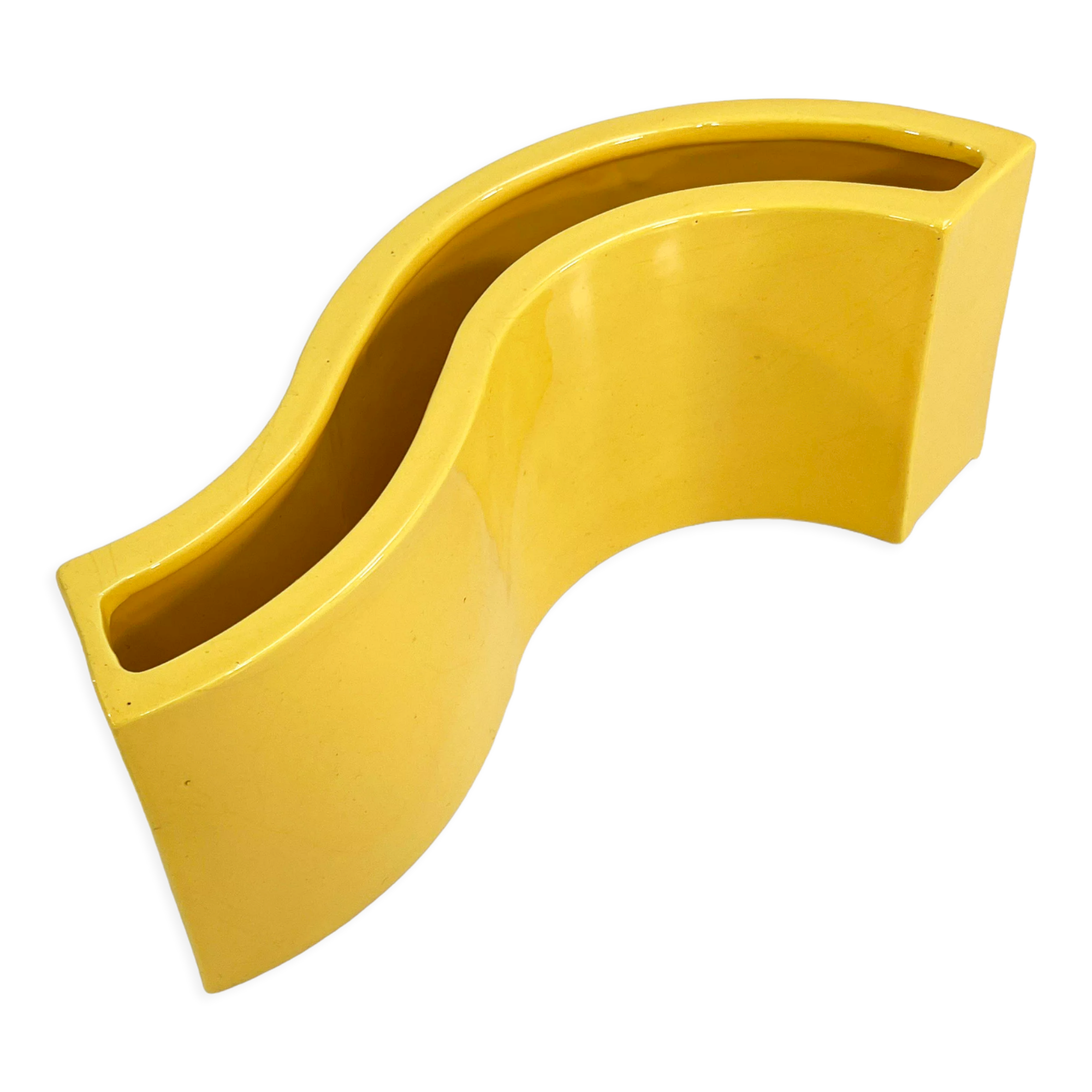 Italian vase in yellow ceramic, 1970