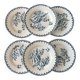 Set of 6 antique dessert plates Gien model Thistle Terre de Feu