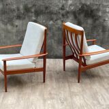 Pair of Scandinavian armchairs "PJ56" with high back by Grete Jalk for Poul Jeppesen