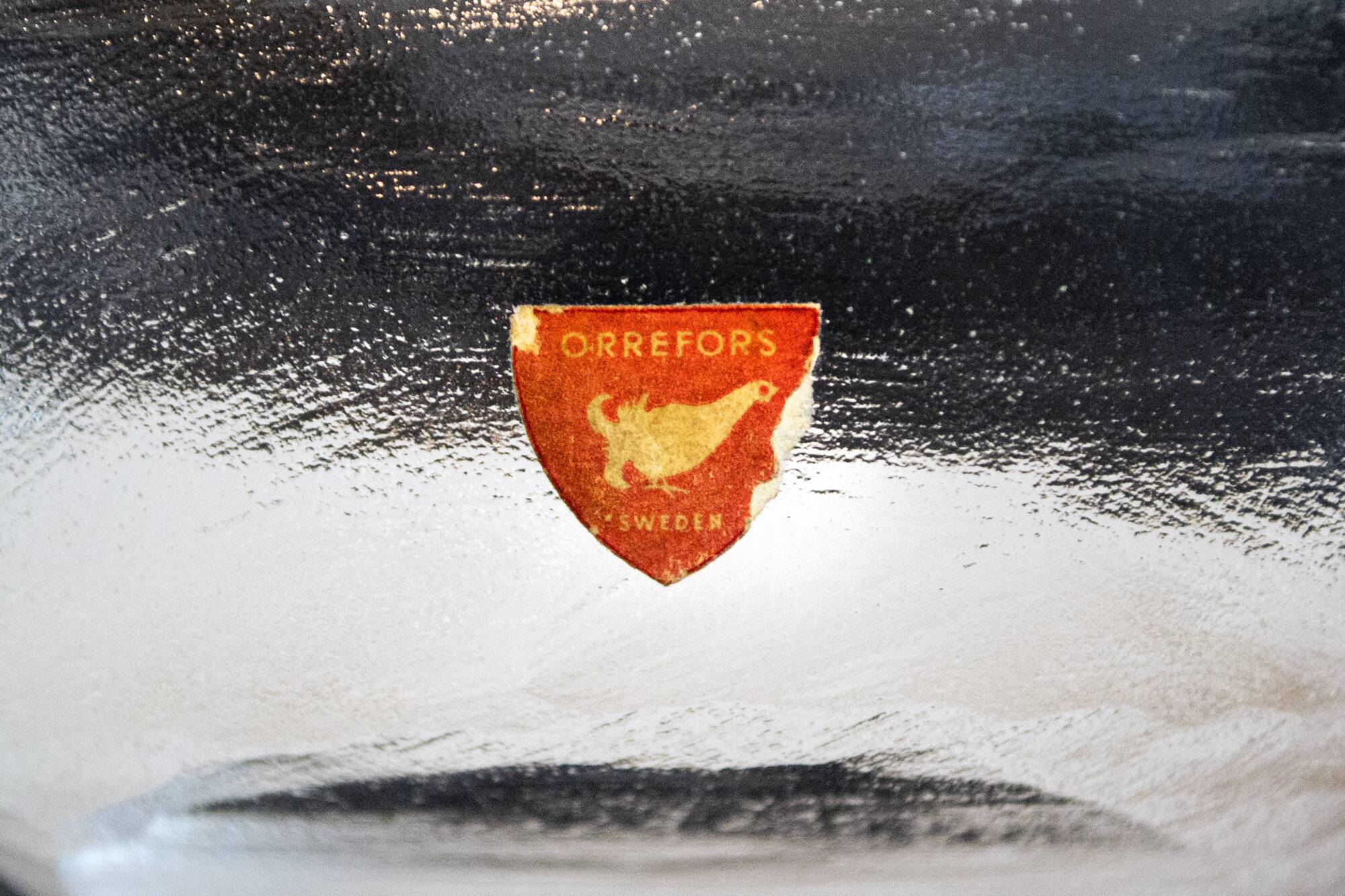 Centre de table en verre transparent lourd Orrefors Suède années 1960