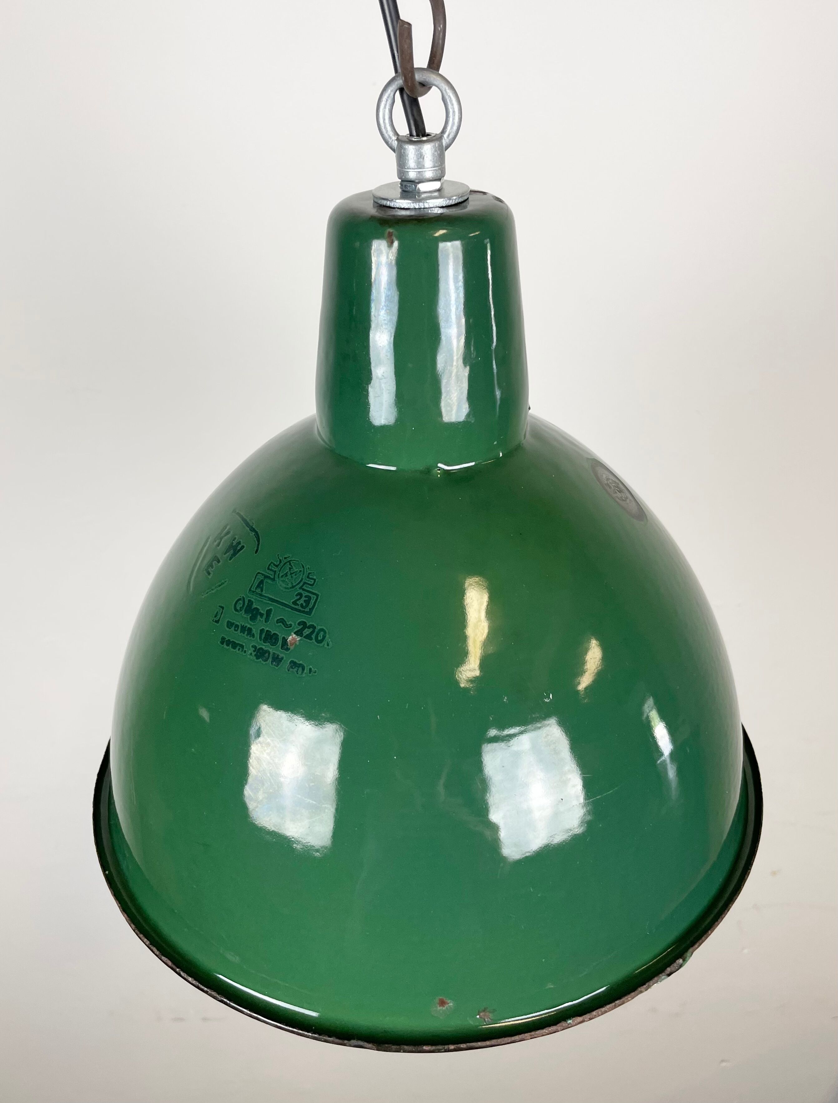 Industrial Green Enamel Factory Lamp, 1960s