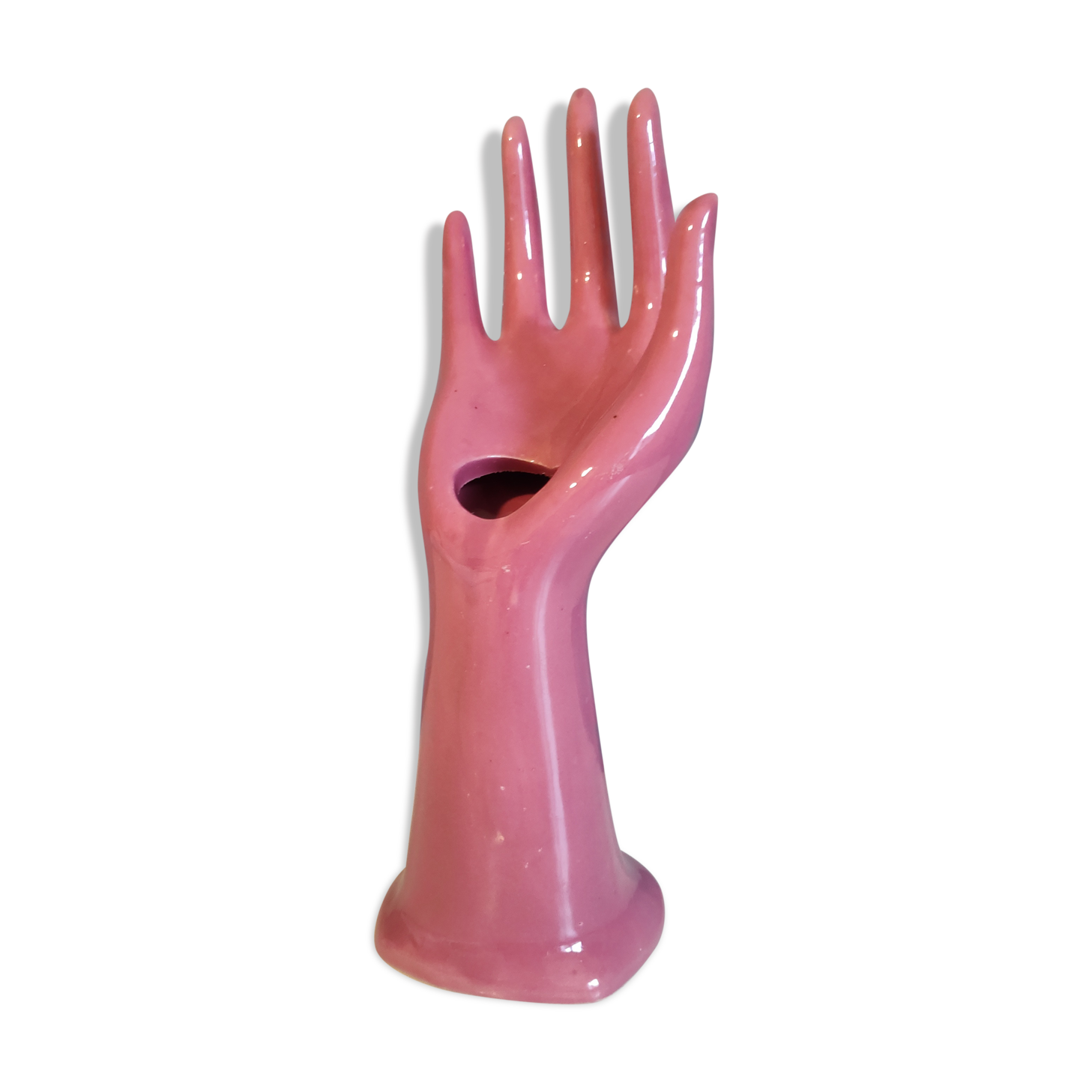 Hand pink ceramic soliflora