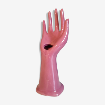 Hand pink ceramic soliflora