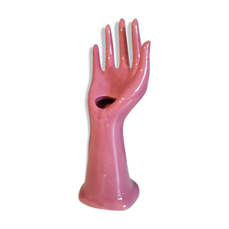 Hand pink ceramic soliflora