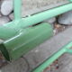 Coat rack green metal and its former mirror