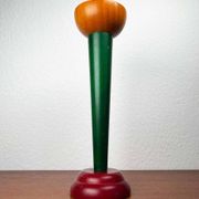 Postmodern yellow, green, red wooden chandelier Monokel by Ikea, 1980s.