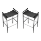 Pair of backless bar stools, black and black metal.