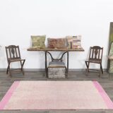 4x7 Shades Of Pink & Beige Handmade Wool Vintage Rug, 129x220Cm SK 34944