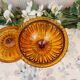 Molded amber glass drageoir