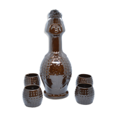 Ceramic decanter and glasses, Bolesławiec, Poland, 1960s
