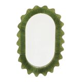 Organic-Shaped Green Italian Mirror Made of Murano Glass and Brass