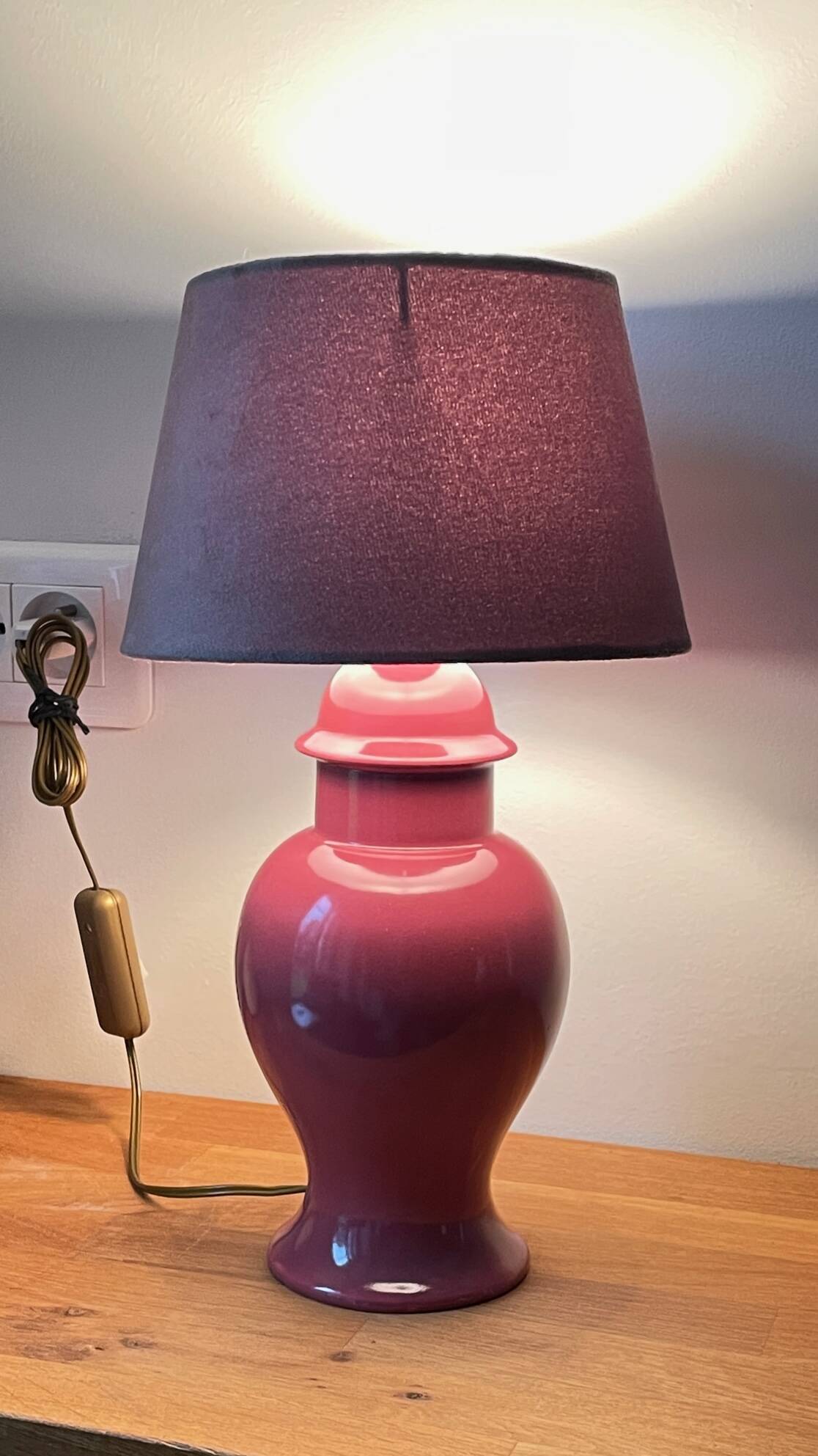 Ceramic and velvet lamp from the 90s