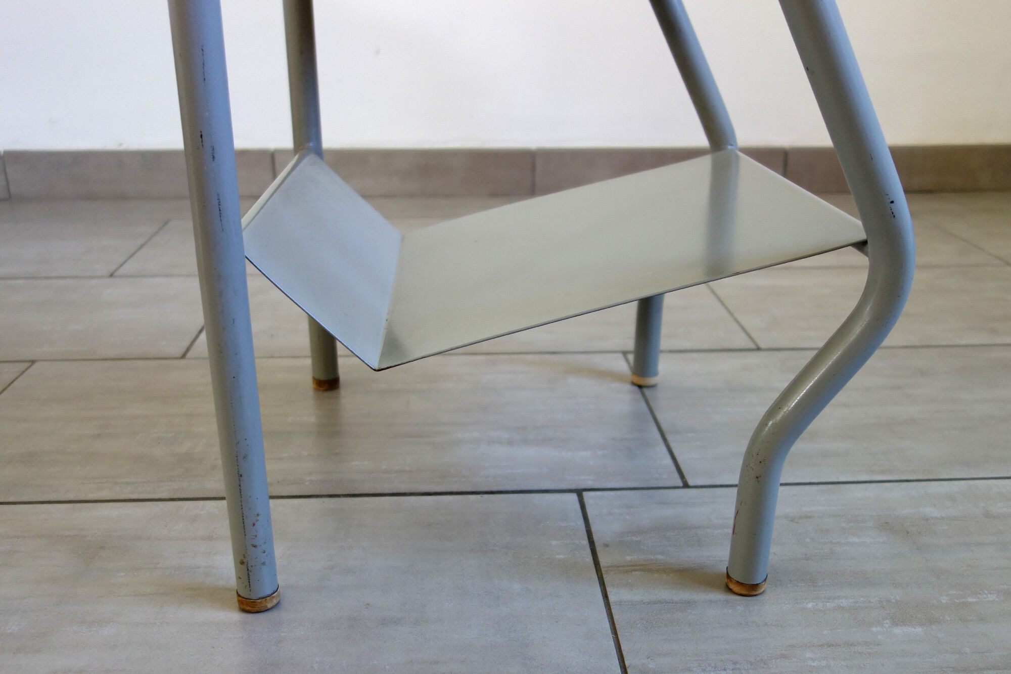 Vintage bedside table in wood and metal 1950
