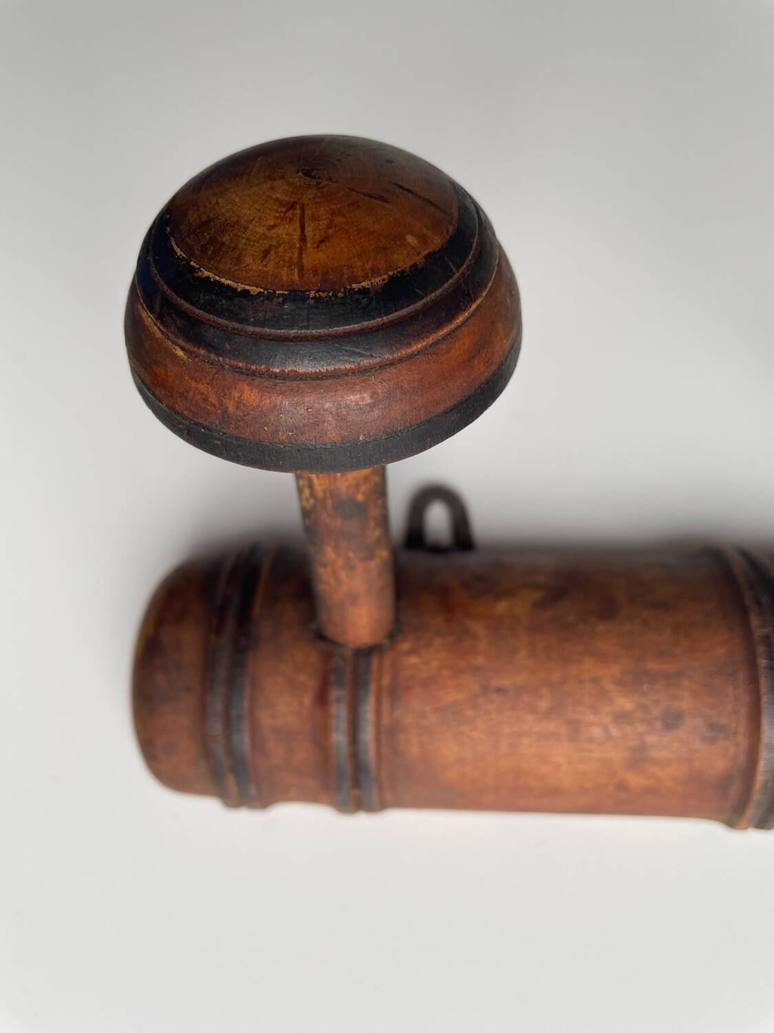 Wooden wall-mounted coat rack with two hooks