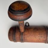 Wooden wall-mounted coat rack with two hooks