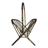 Porte revues 1960 faux bambou en fer battu doré travail italien