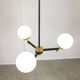 Mid-century italian brass and opaline chandelier