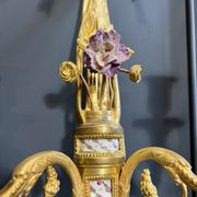 Pair of nineteenth century sconces in bronze and porcelain