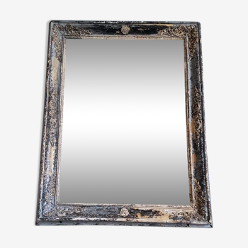 Miroir au mercure cadre bois et stuc dans son jus début XXe 51,5x39,5cm