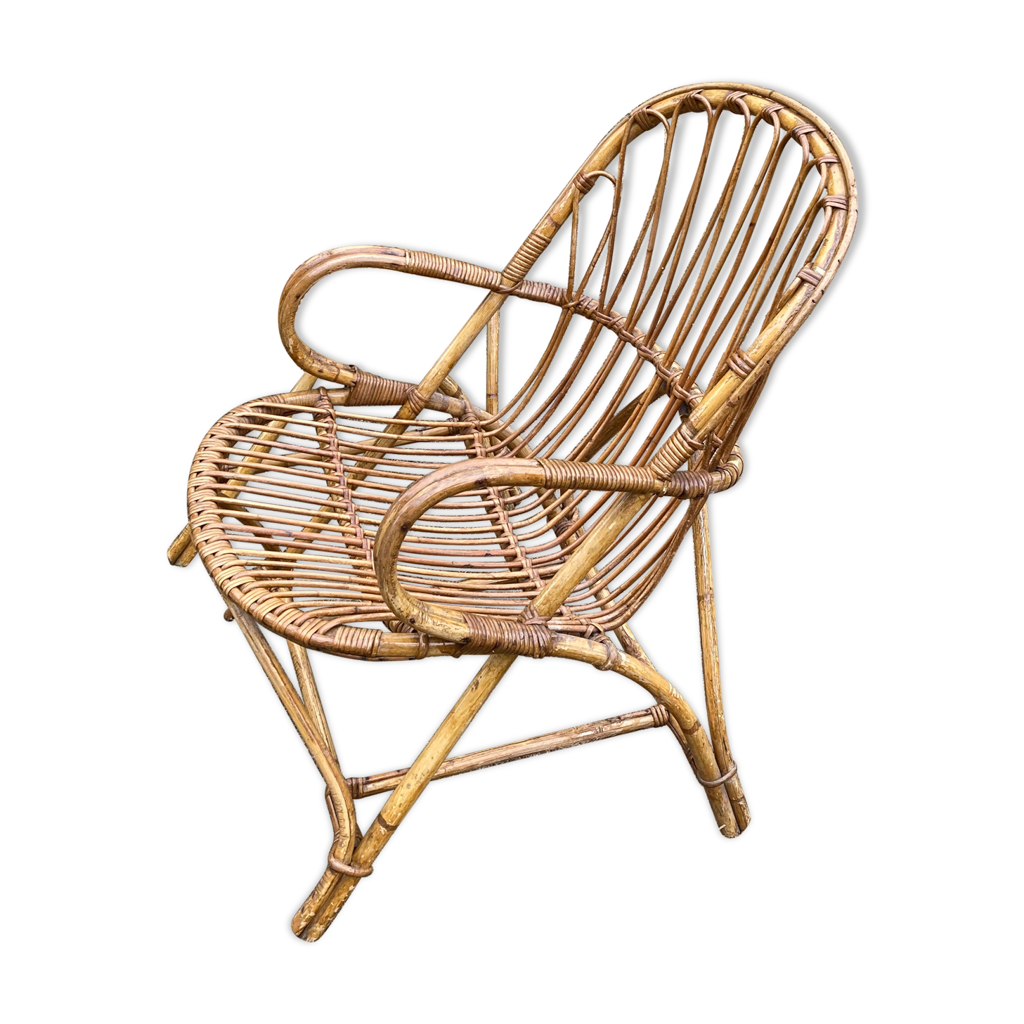 Lot de 4 fauteuils adultes en rotin