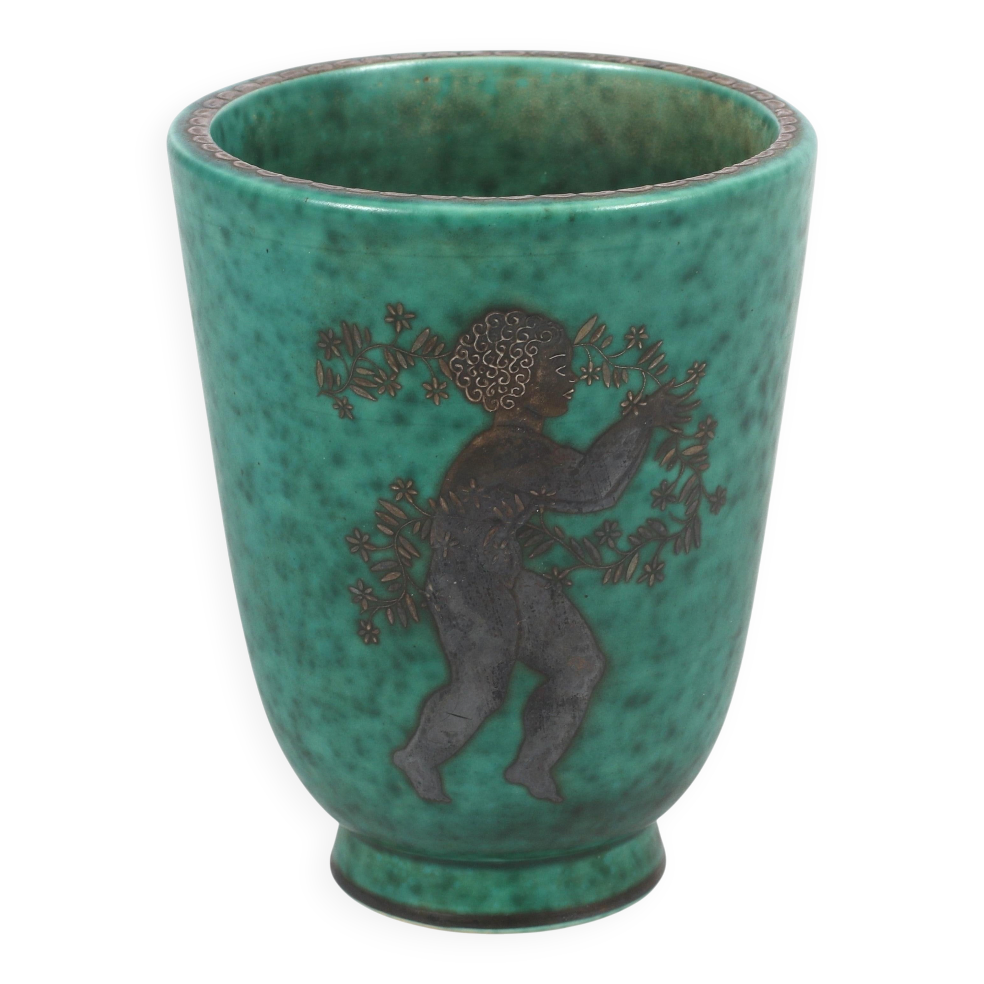 Vase Wilhelm Kage 'argenta' pour Gustavsberg Suède 1950