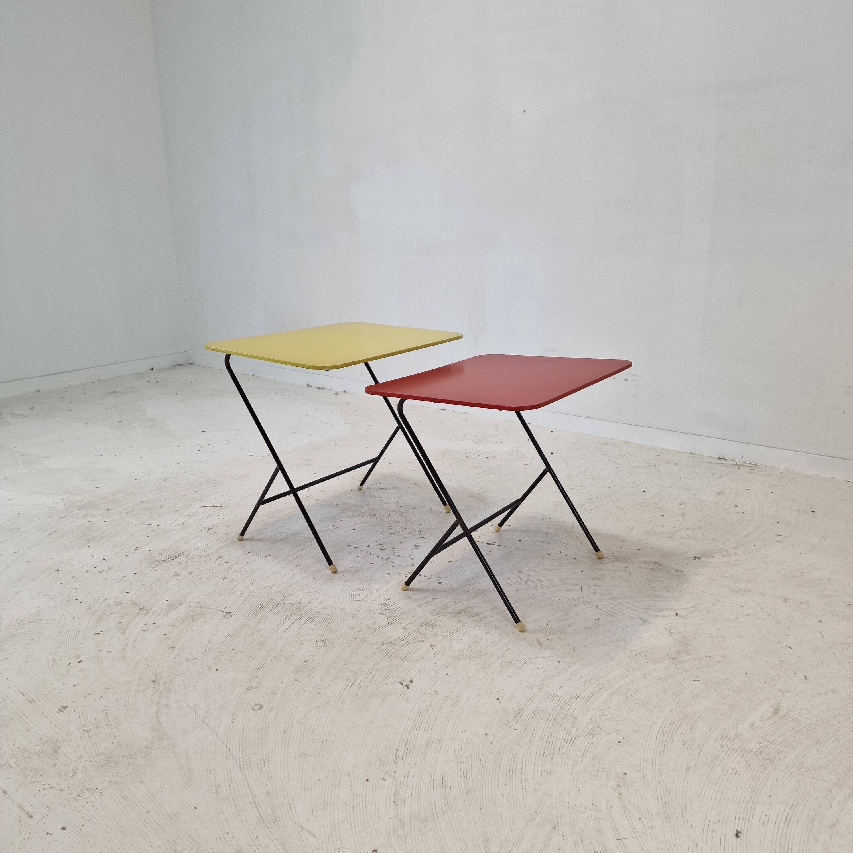 Set of two Metal and Wood Side Tables, 1960s