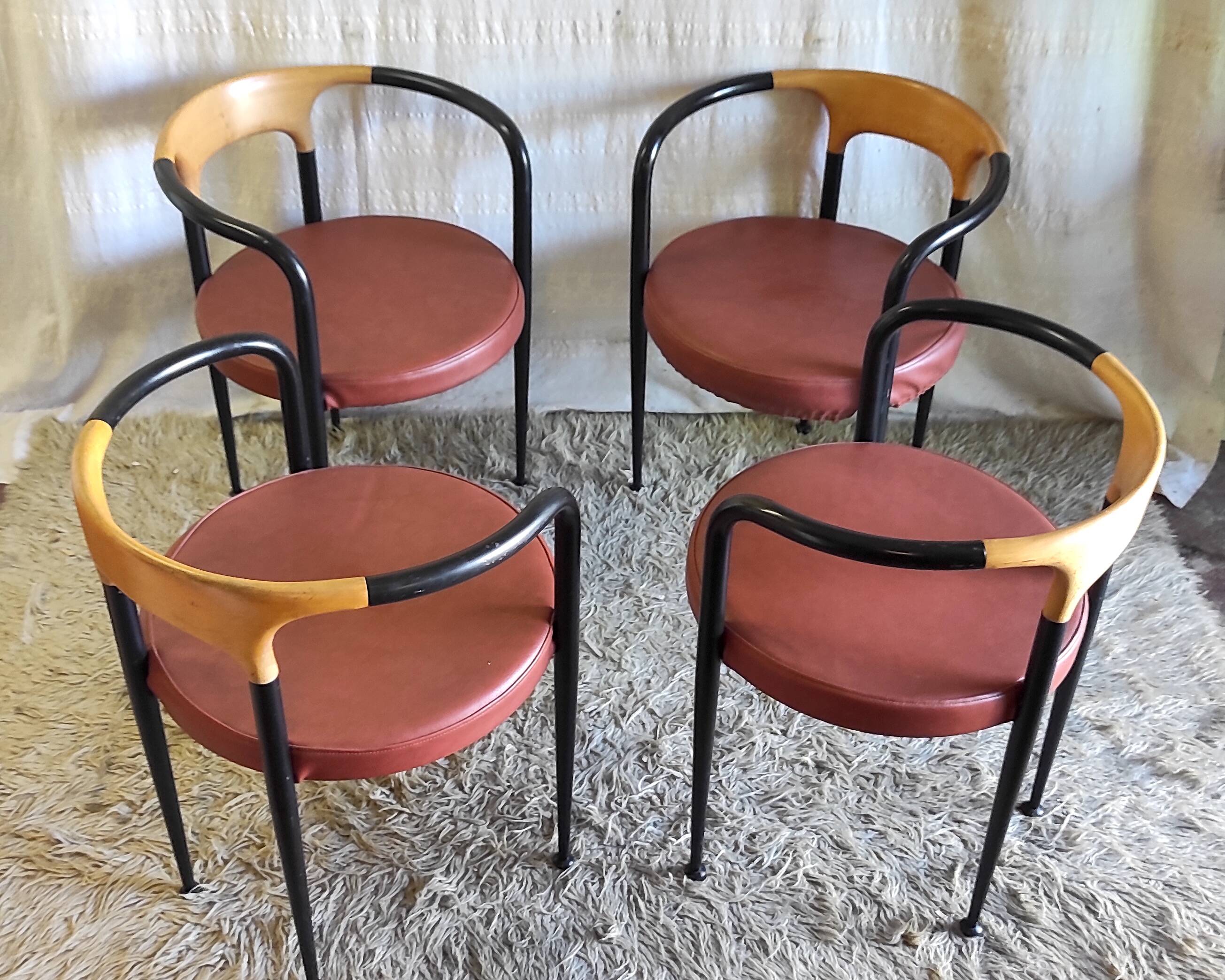 80s metal and wood designer chair