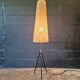 Mid-century tripod floor lamp, cord shade, 1950s-60s.