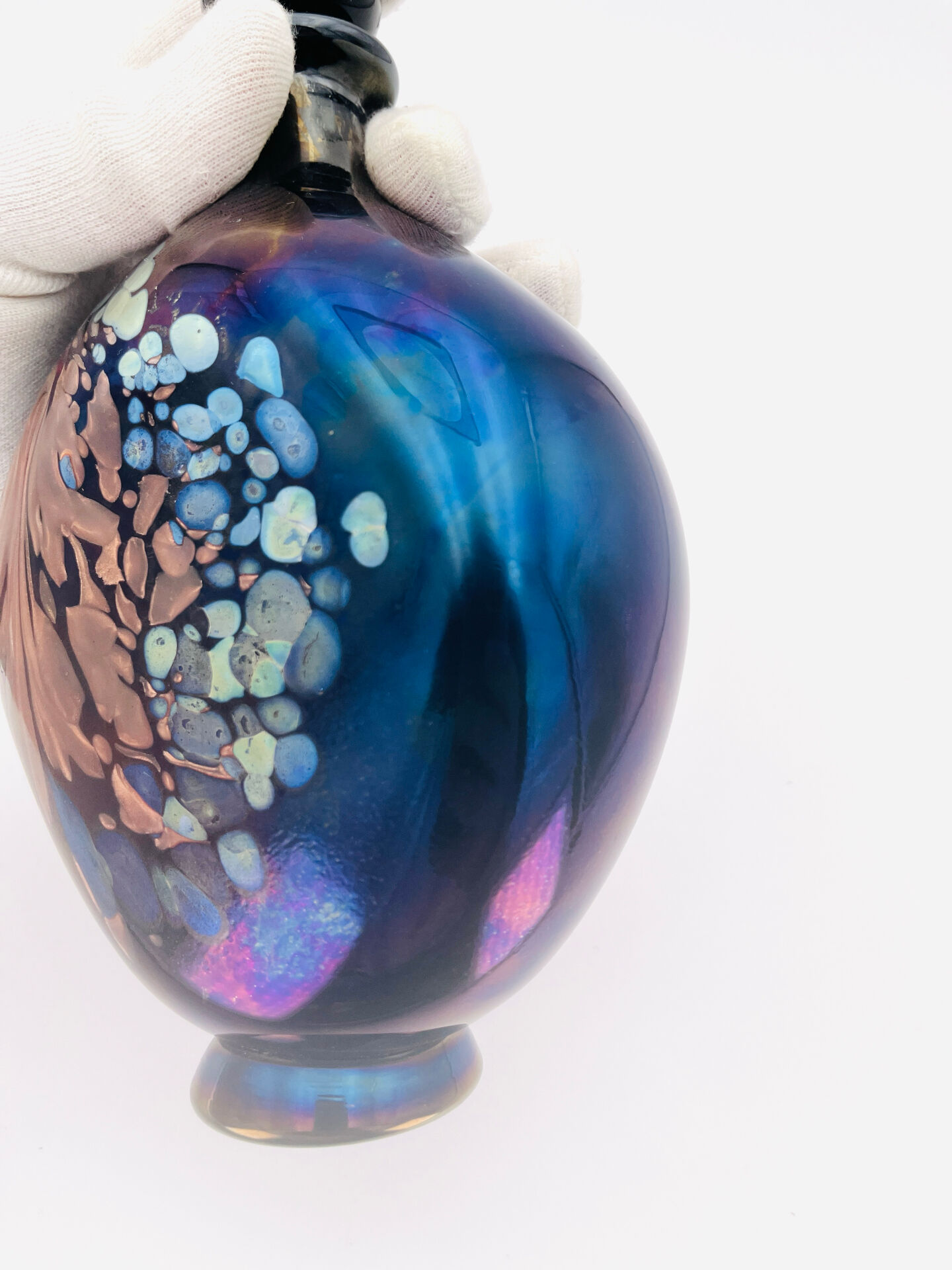 Perfume Bottle Robert Pierini Studio Glass 1984 Iridescent 21.5cm