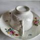 Antique Cup and Saucer in Porcelain with Hand-Painted Floral Decoration