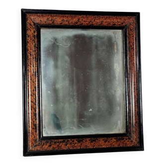 Miroir & son encadrement Napoleon III tout d'origine noir & imitation loupe SB