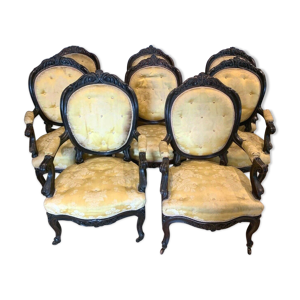 fauteuils Napoléon III en palissandre suite de huit fauteuils XIX siècle