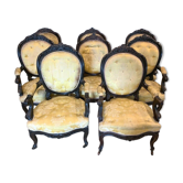 Fauteuils Napoléon III en palissandre suite de huit fauteuils XIX siècle