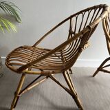 Vintage rattan shell armchairs