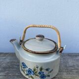 Chinese ceramic and rattan teapot