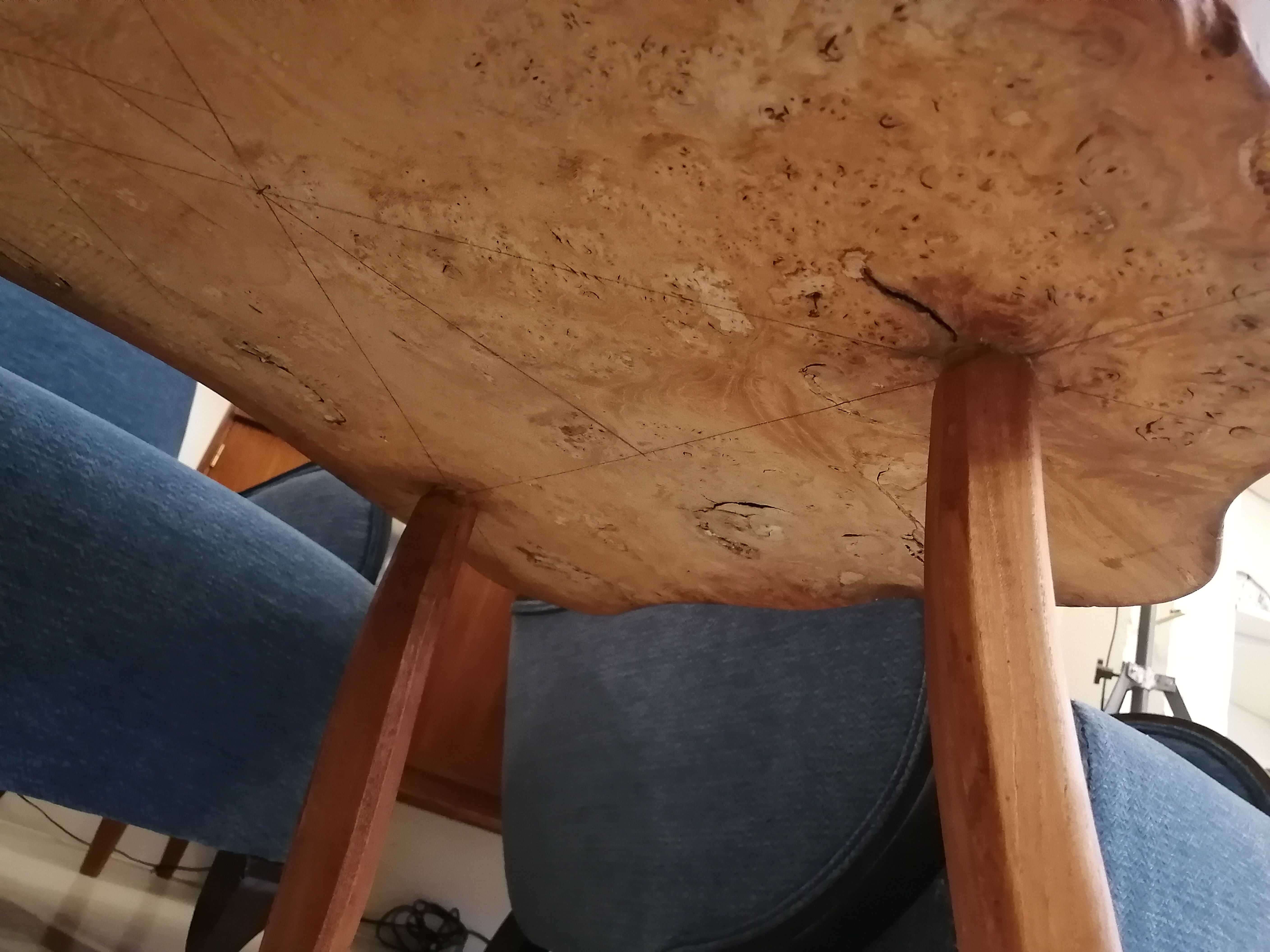 Coffee table in elm magnifier