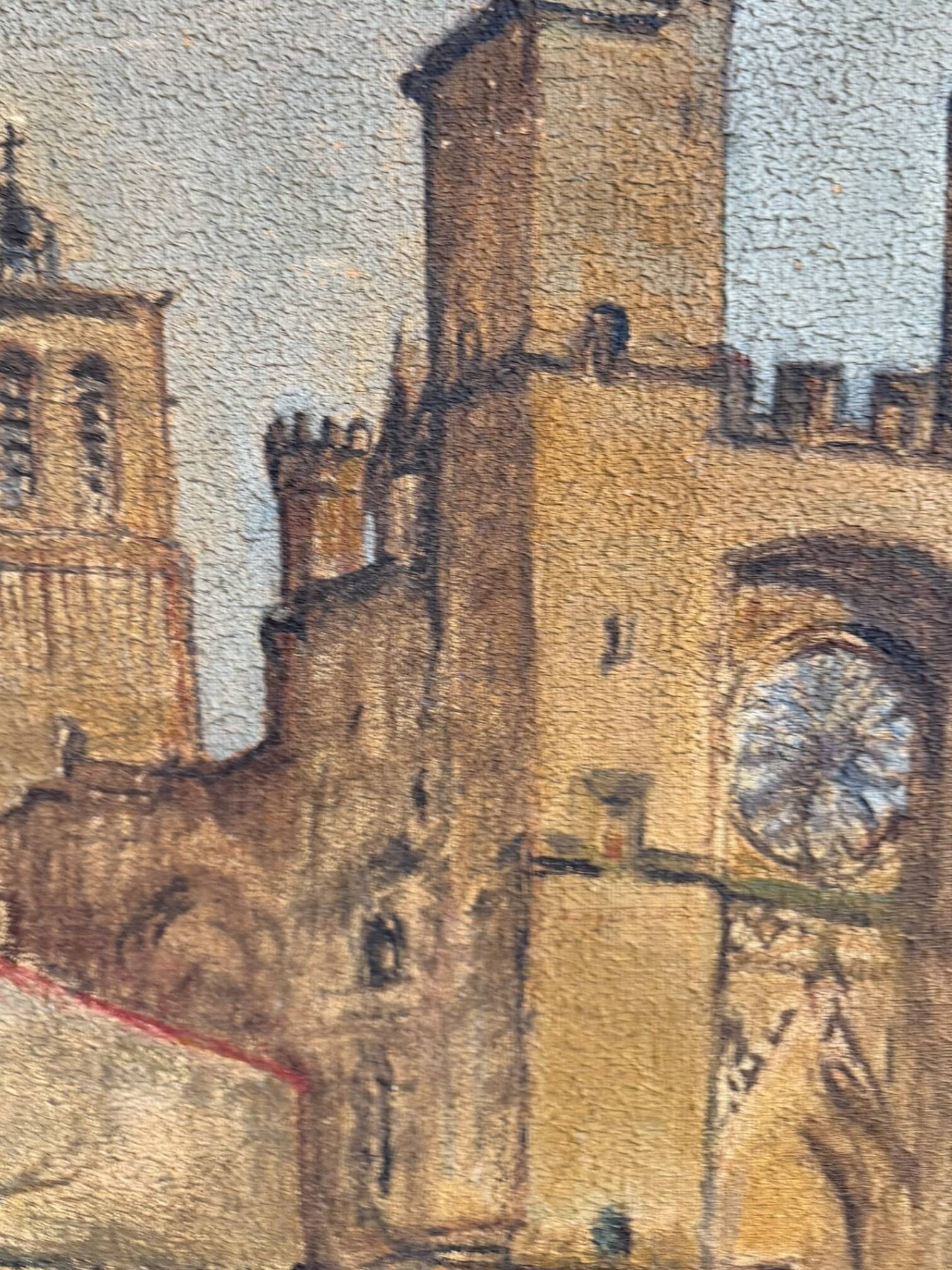 Huile sur toile vue de Béziers