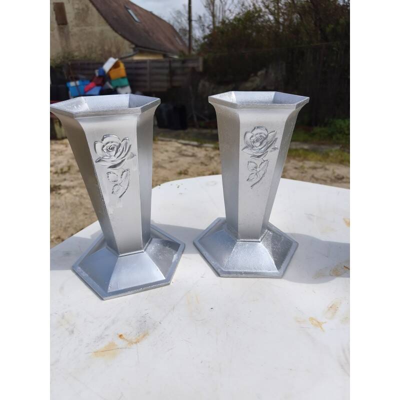 Set of aluminium vases from the 1930s.