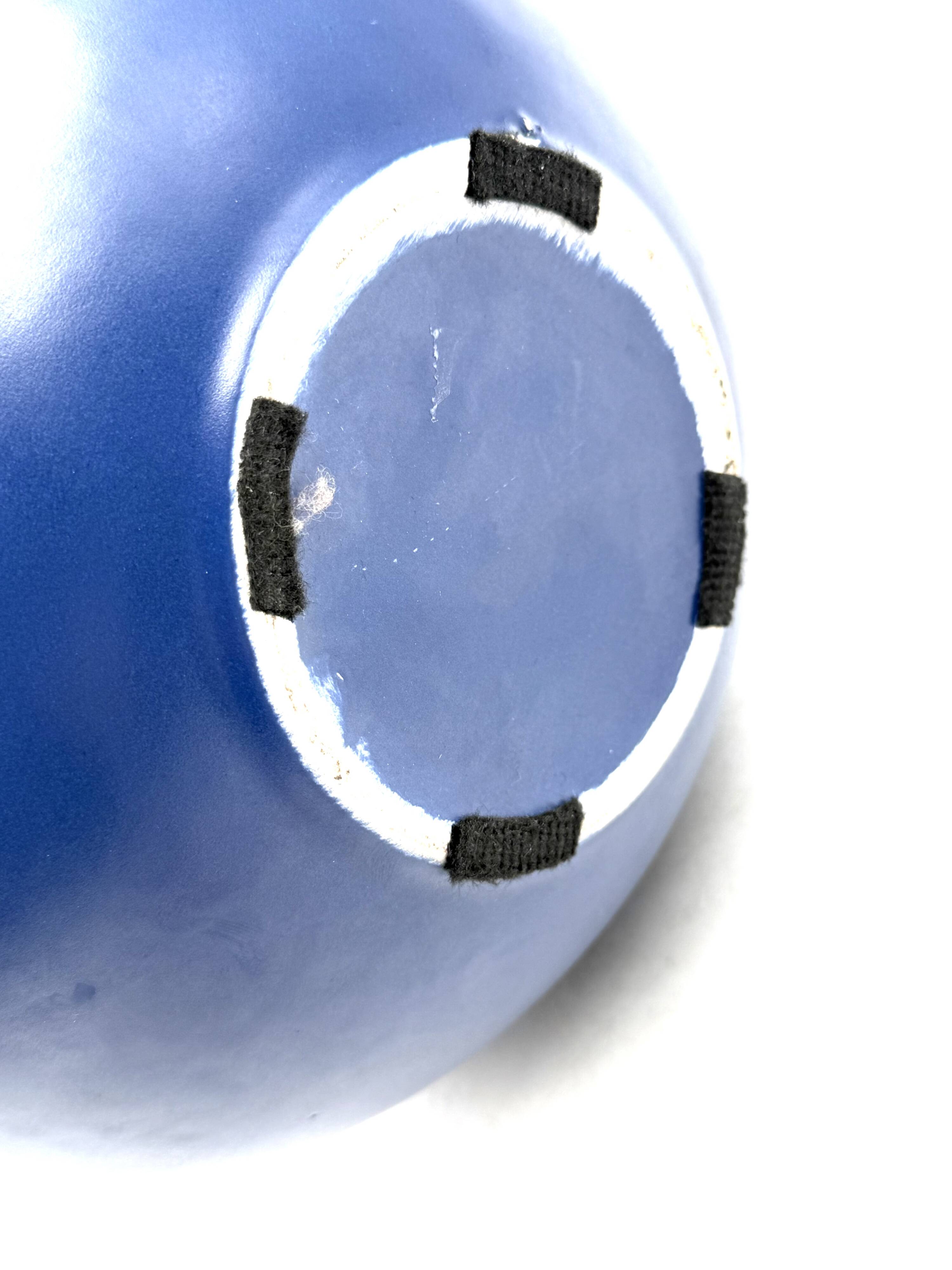 Modern blue spherical ceramic vase, Italy 1970