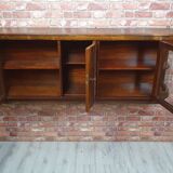 Renovated large walnut art deco hanging display cabinet, 1930s