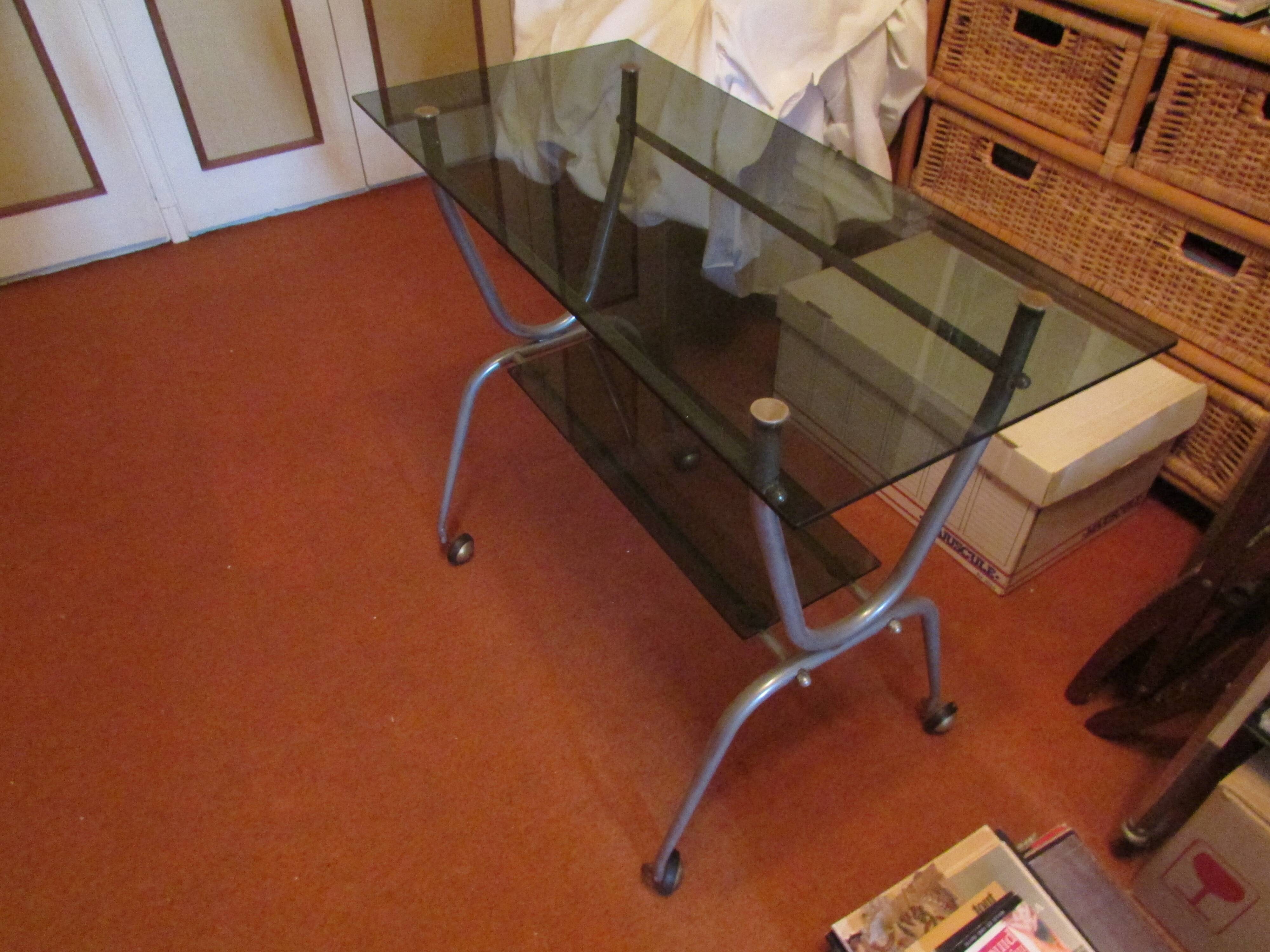 1970s glass and brass table