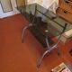 1970s glass and brass table