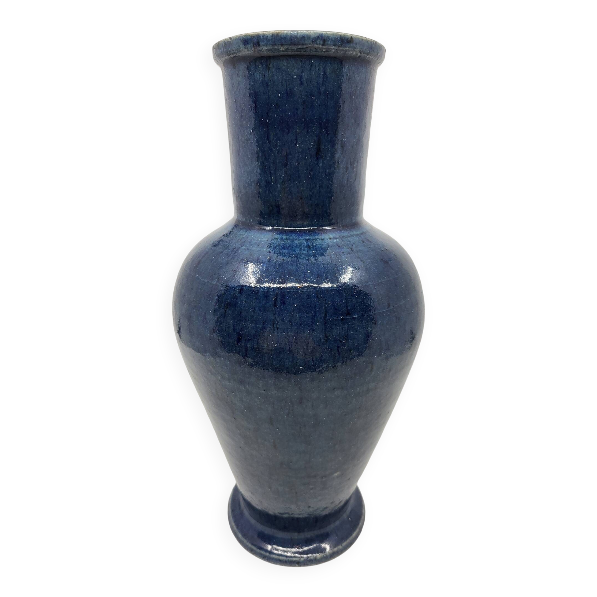 Accolay vase in enamelled stoneware Bleu France Circa 1970